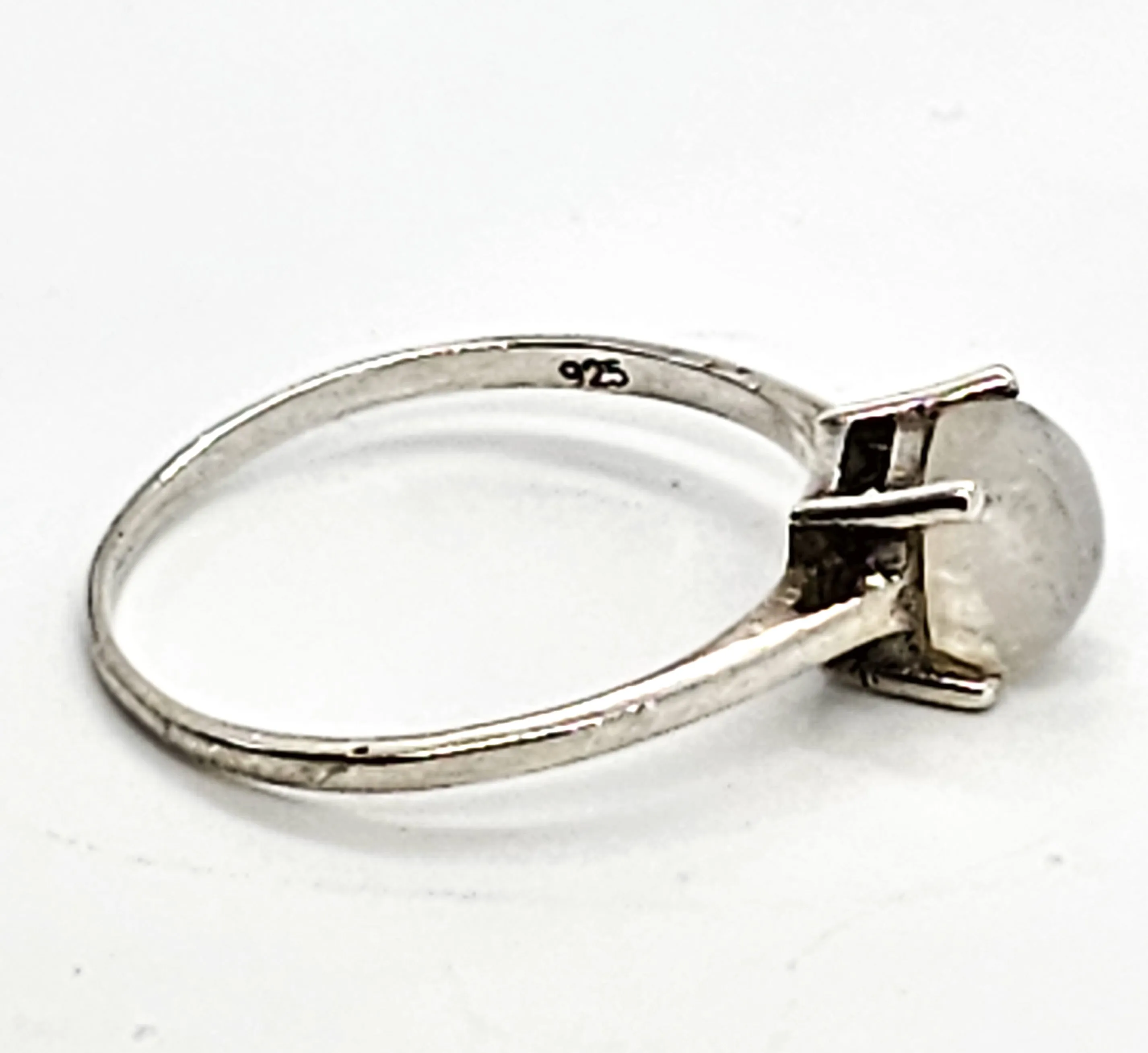 Princess cut flashy blue moonstone minimalist sterling silver ring size 8