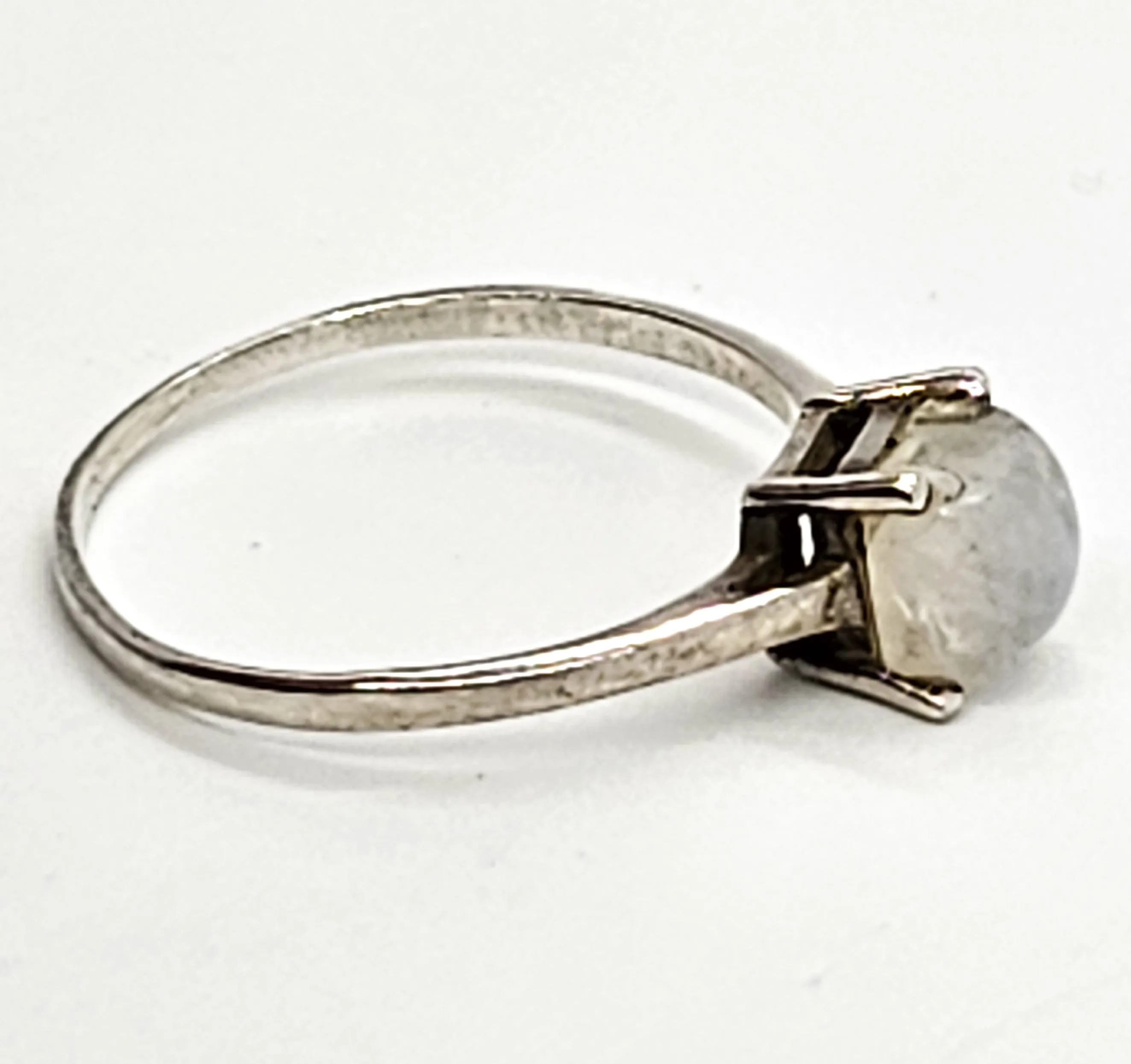 Princess cut flashy blue moonstone minimalist sterling silver ring size 8