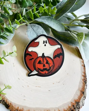 Pumpkin Ghost Vintage Sticker