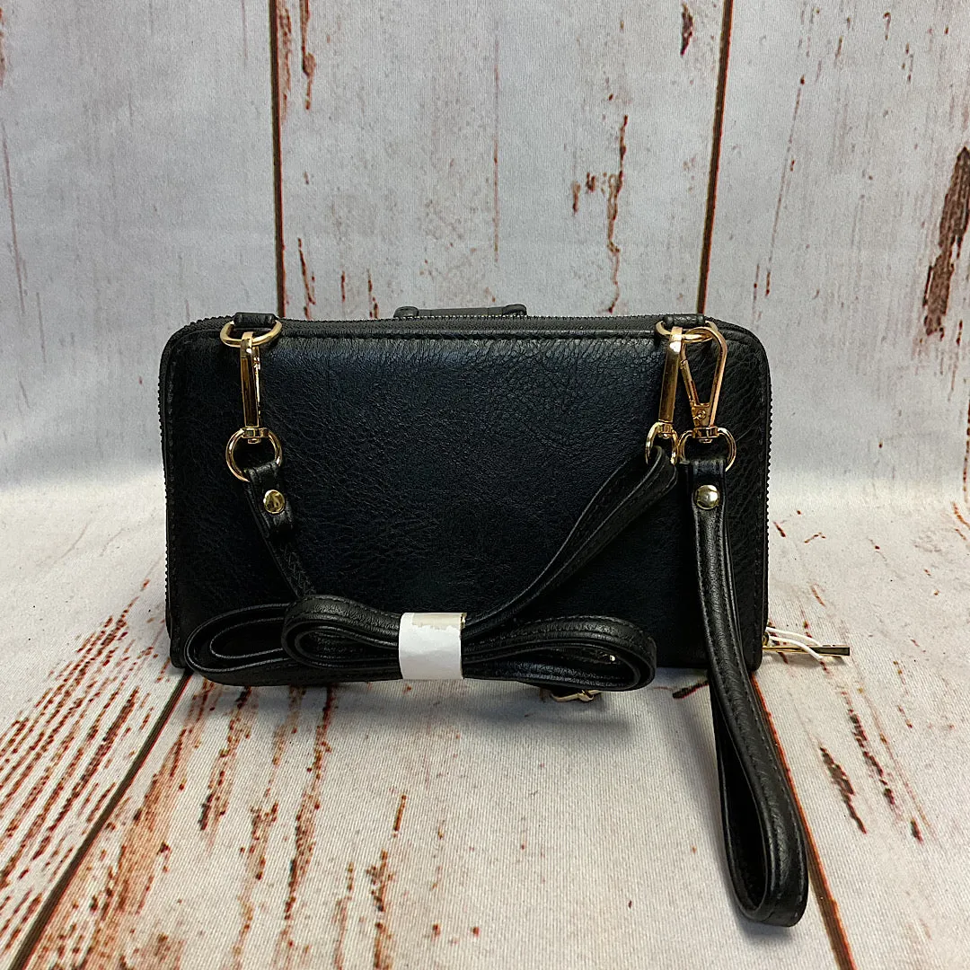 Purse Lux - Black Vegan Leather Crossbody Organizer/Wallet DJ60112 BK