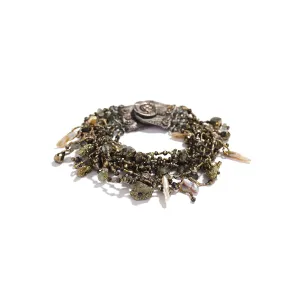 Pyrite, Moss Aquamarine, and Keshi Pearl Bracelet