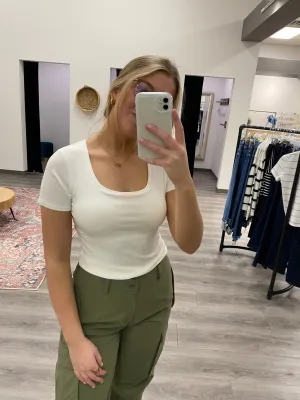 Ribbed Padded Crop Knit Top