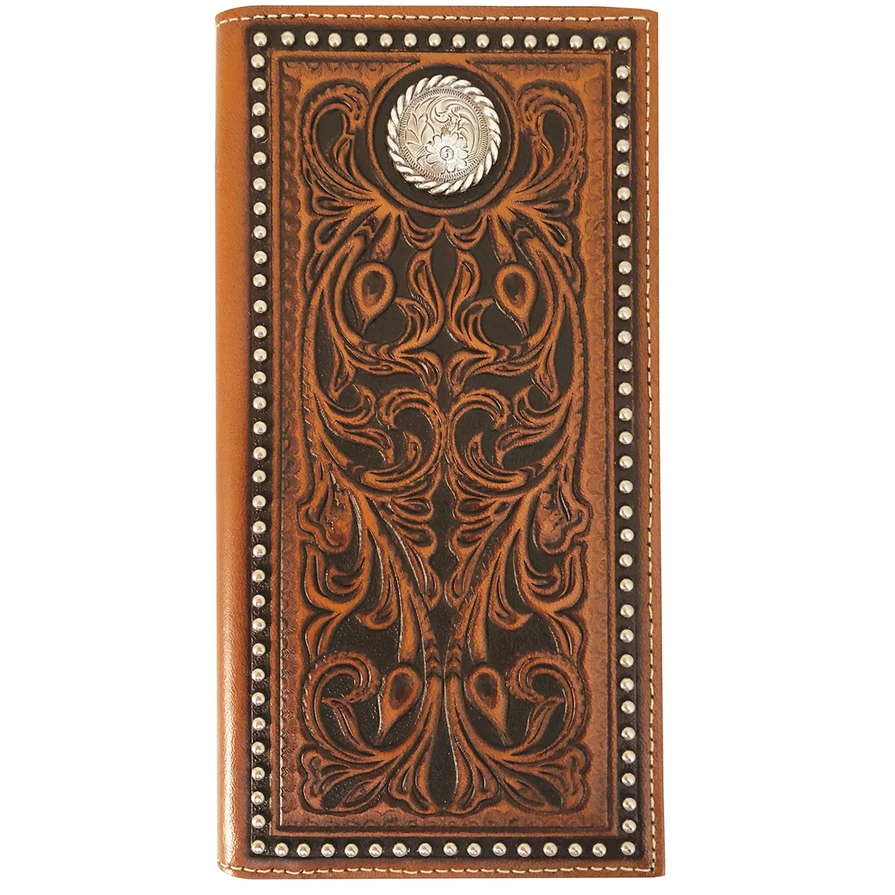 Roper Wallet Rodeo Tooled Leather Tan