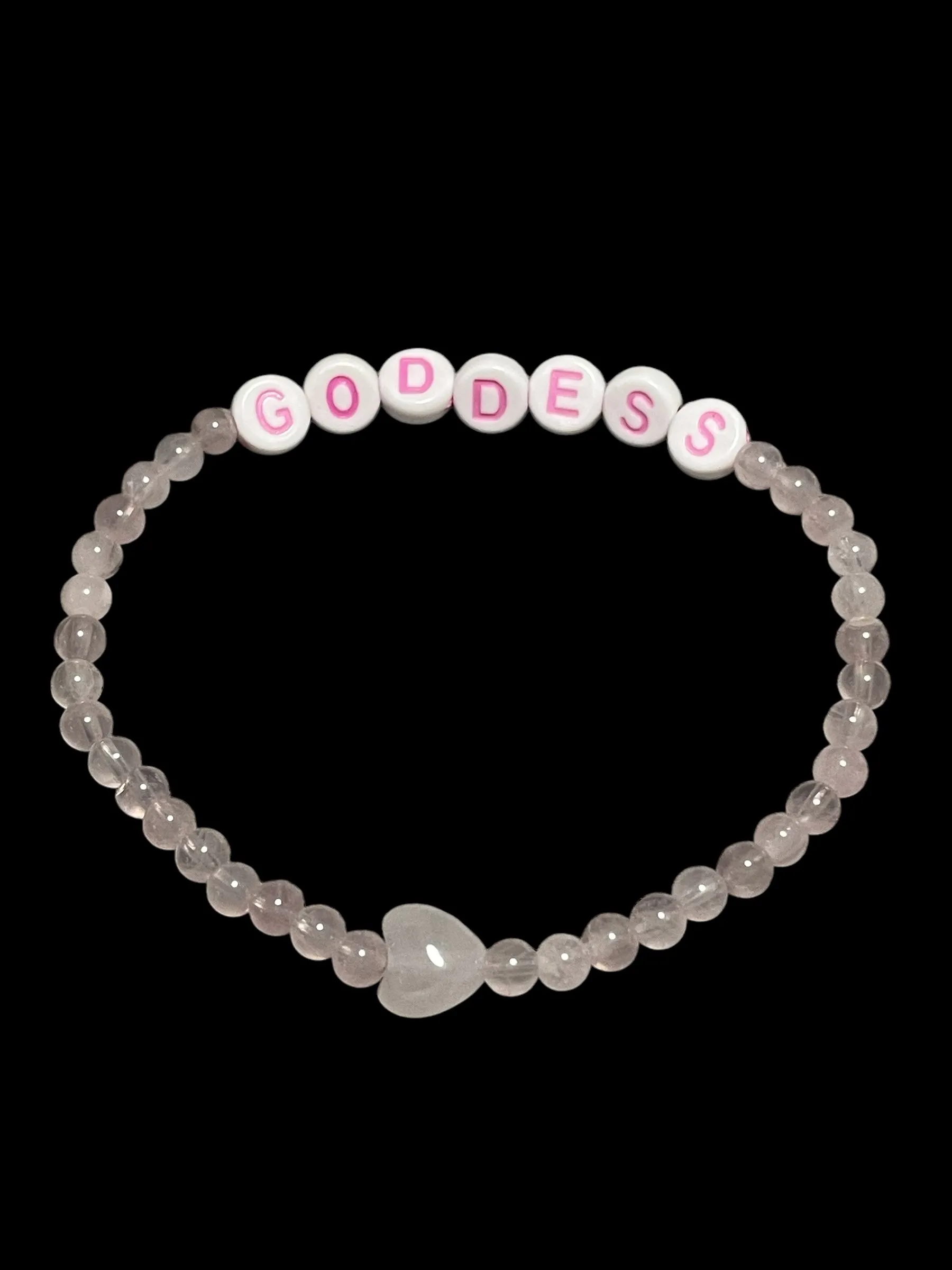 Rose Quartz Goddess and Heart Bracelet