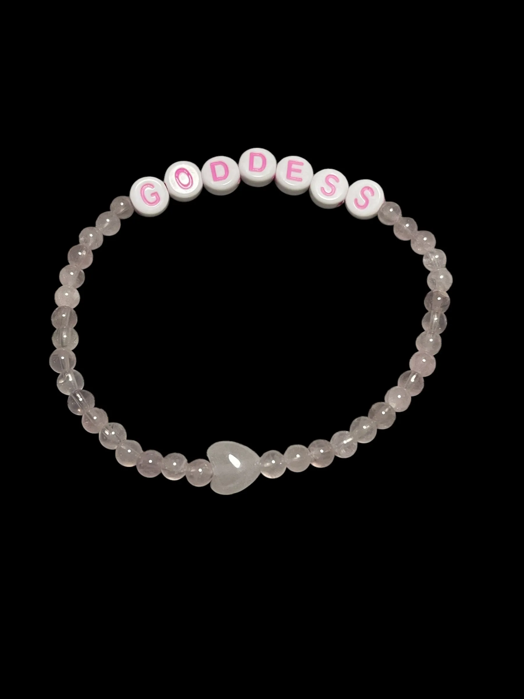 Rose Quartz Goddess and Heart Bracelet