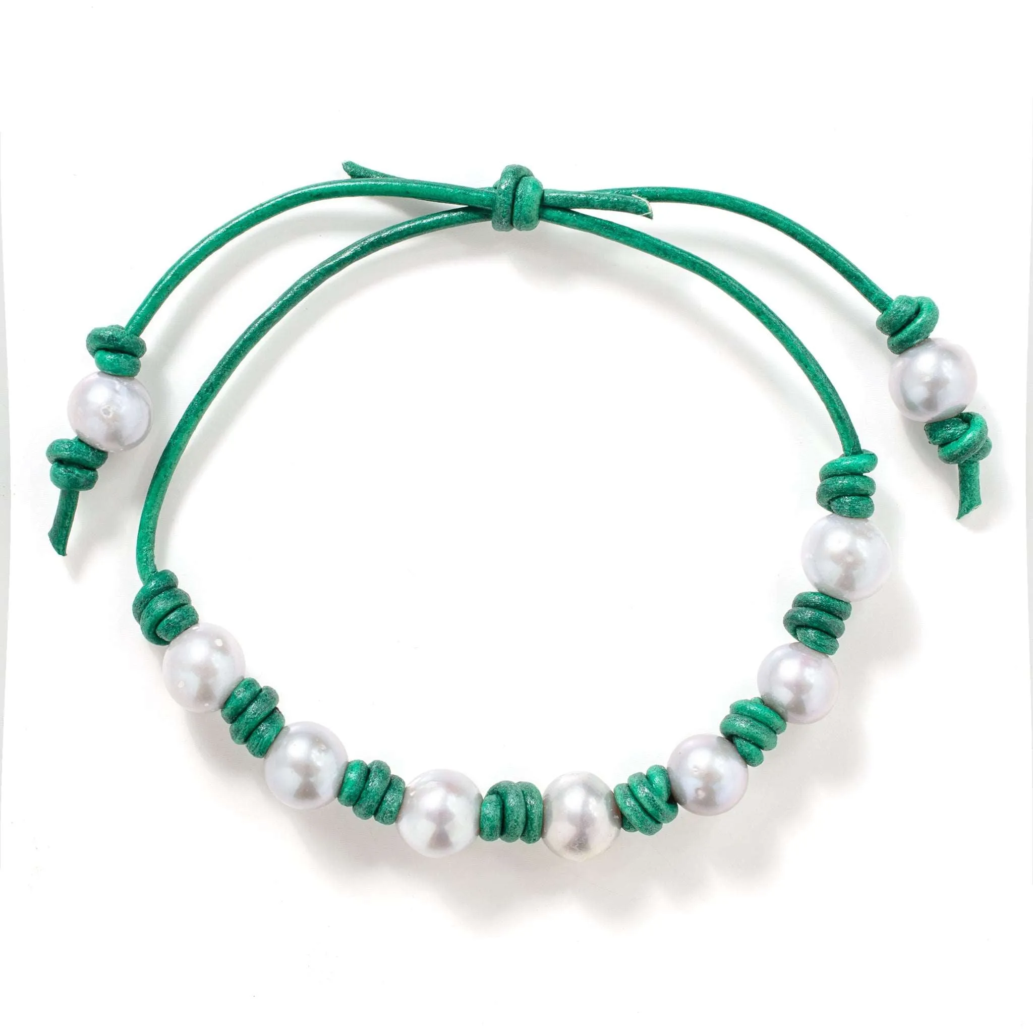Sea Green Pearl Leather Anklet