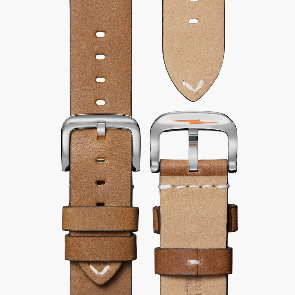 Shinola, The Traveler 42mm Orange Dial British Tan Leather