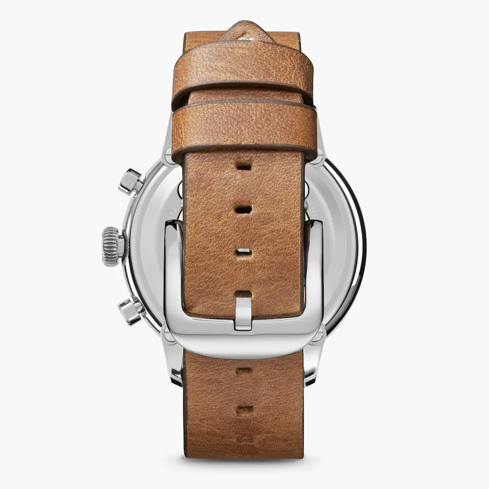 Shinola, The Traveler 42mm Orange Dial British Tan Leather