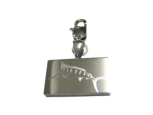 Silver Toned Rectangular Etched Sailfish Marlin Fish Pendant Zipper Pull Charm