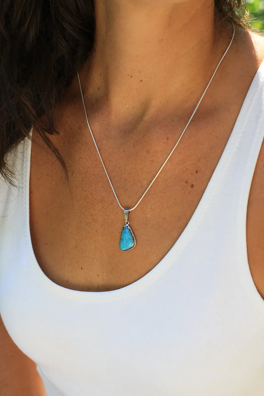 Small Blue Turquoise Navajo Pendant