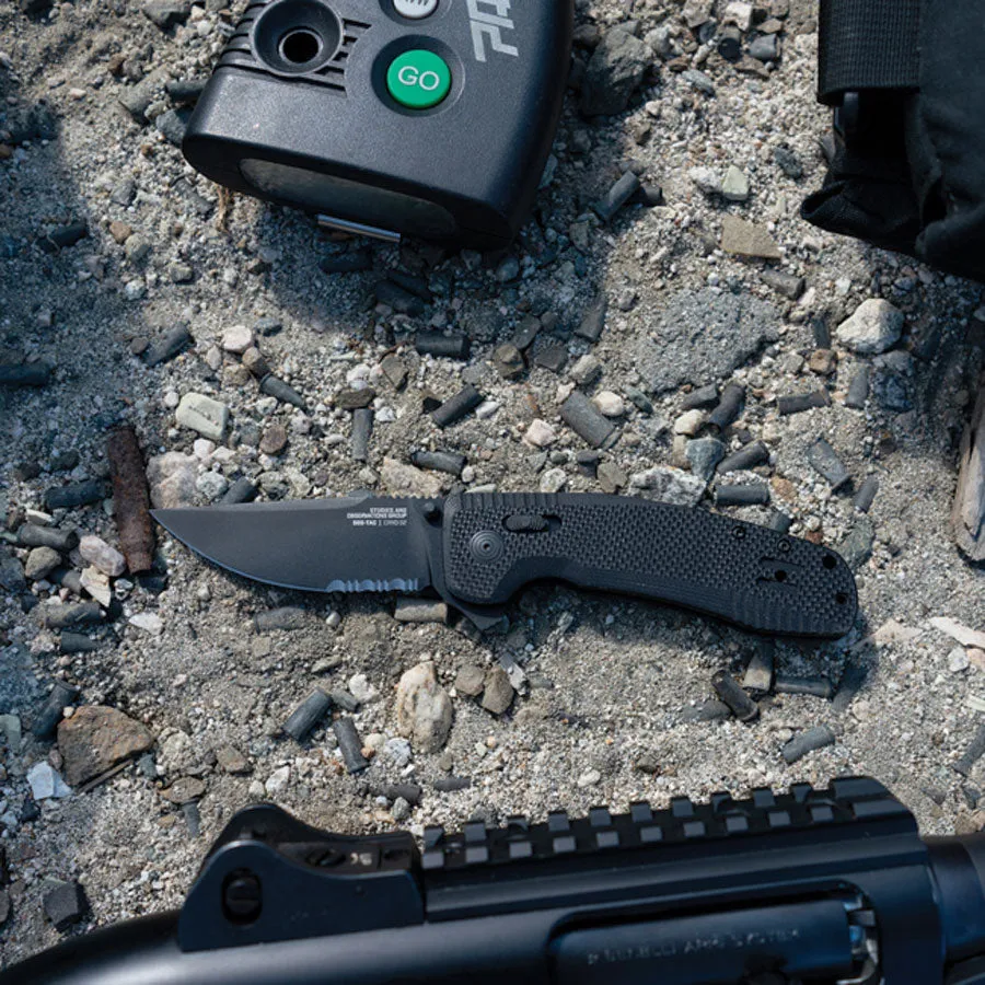 SOG TAC XR Blackout Serrated Knive