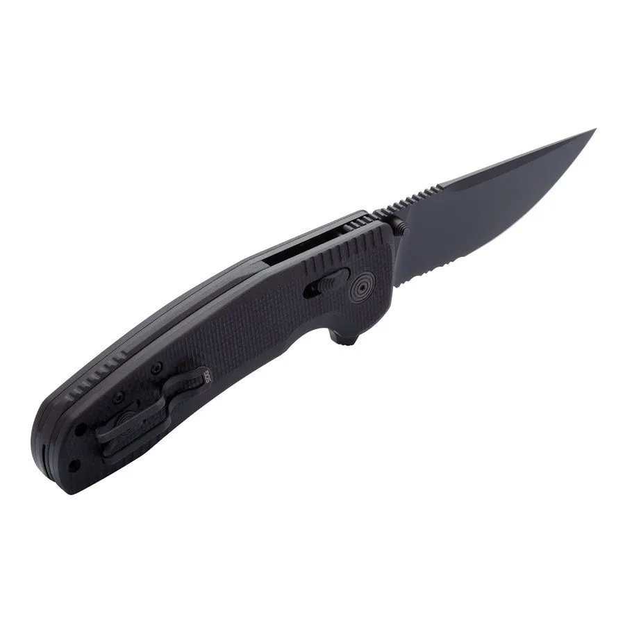 SOG TAC XR Blackout Serrated Knive