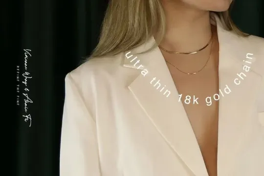 Solid 18K Gold Ultra Fine Thin Necklace Chain