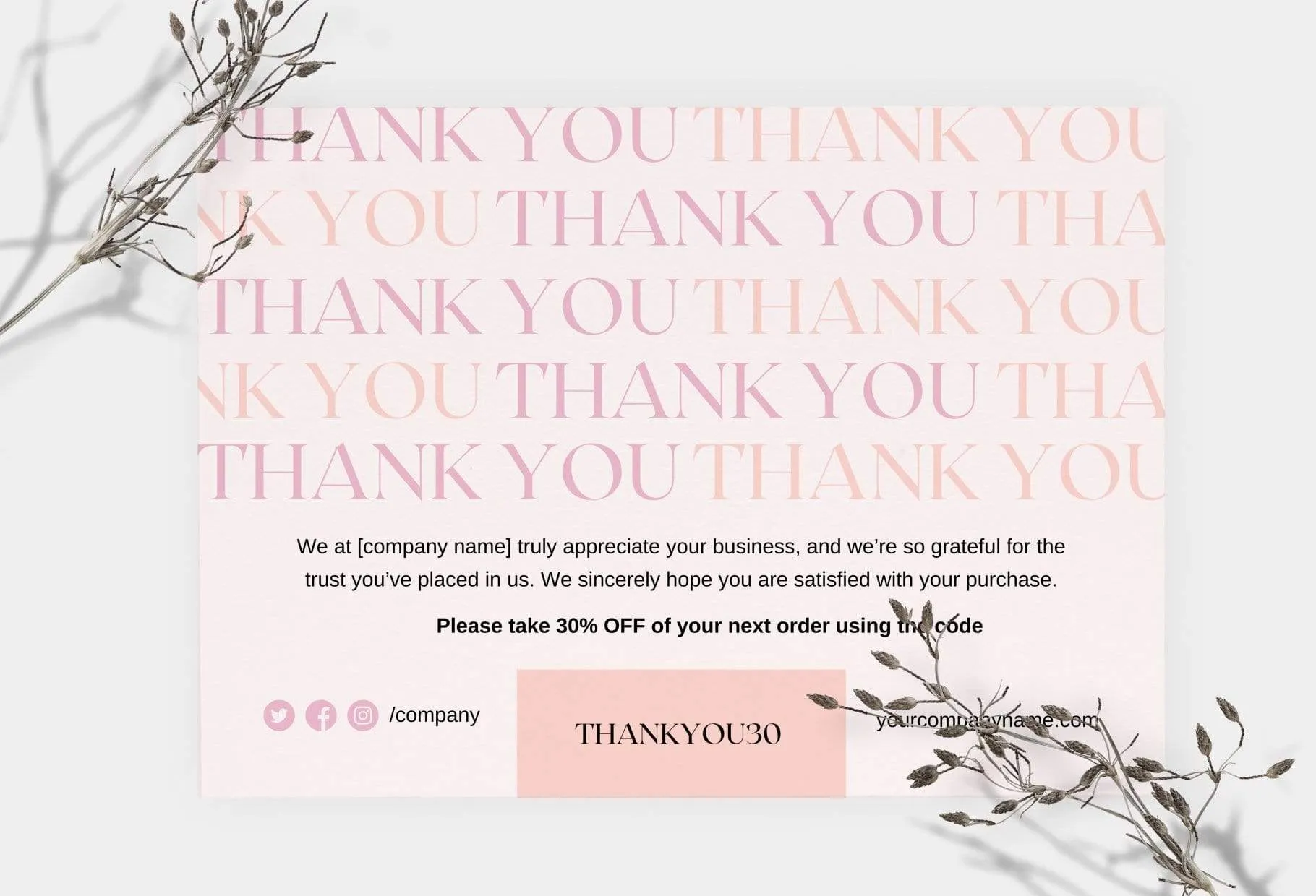 Stephanie Printable Thank You Card Packaging Insert Note Canva Template