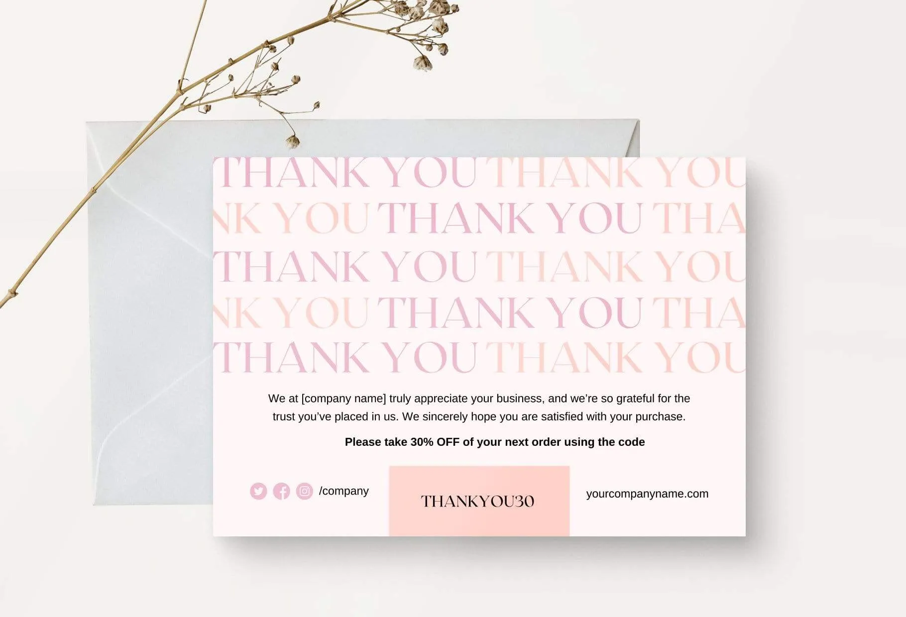 Stephanie Printable Thank You Card Packaging Insert Note Canva Template