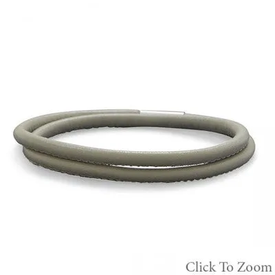 Stormy Grey Italian Leather Wrap Bracelet