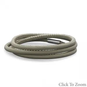 Stormy Grey Italian Leather Wrap Bracelet