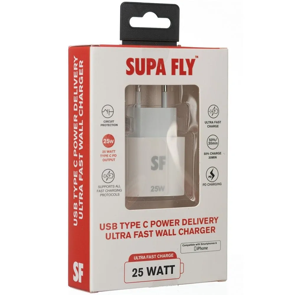 Supa Fly 25W PD Usb C Wall Charger - White
