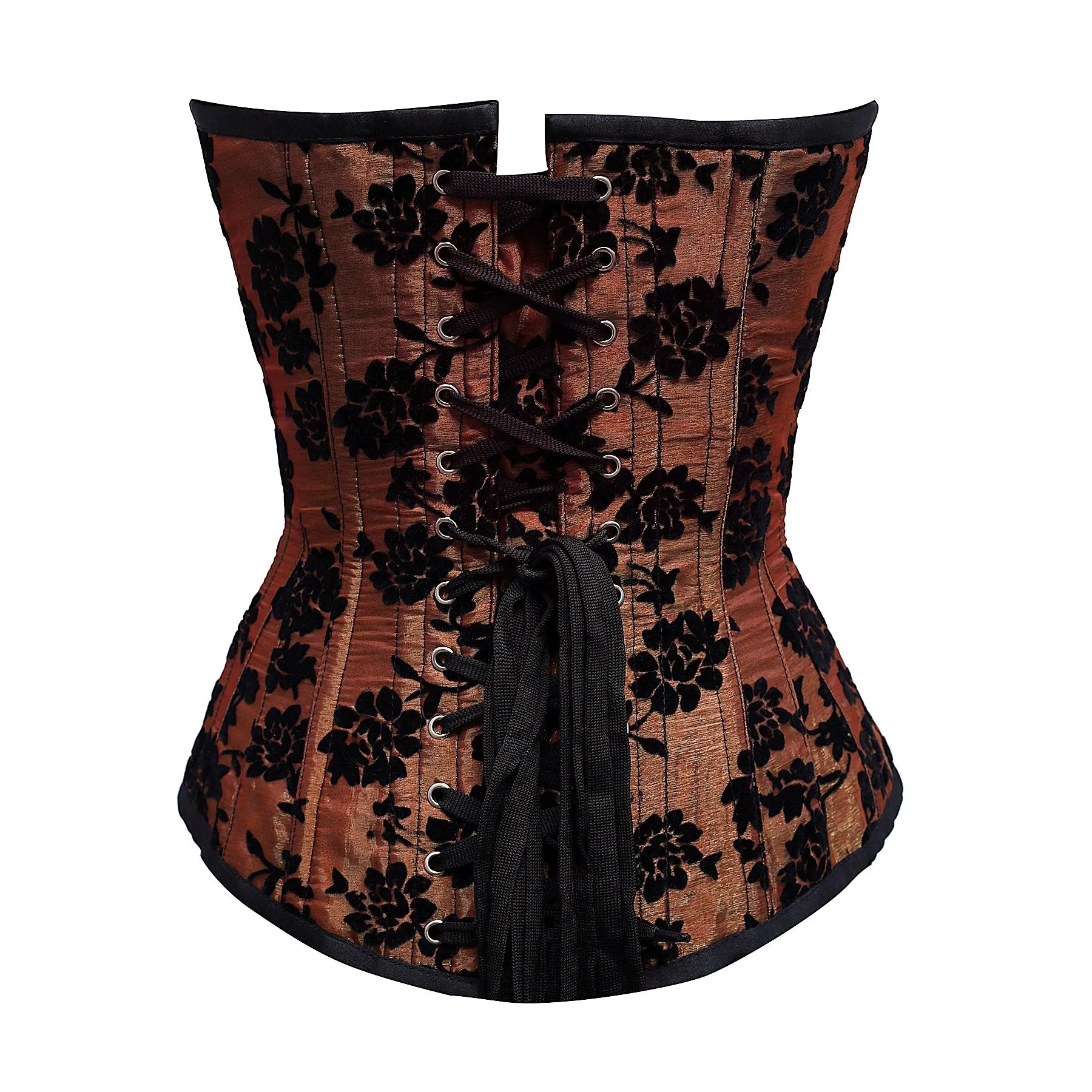 Tamika Burgundy Overbust Corset With Tissue Flocking