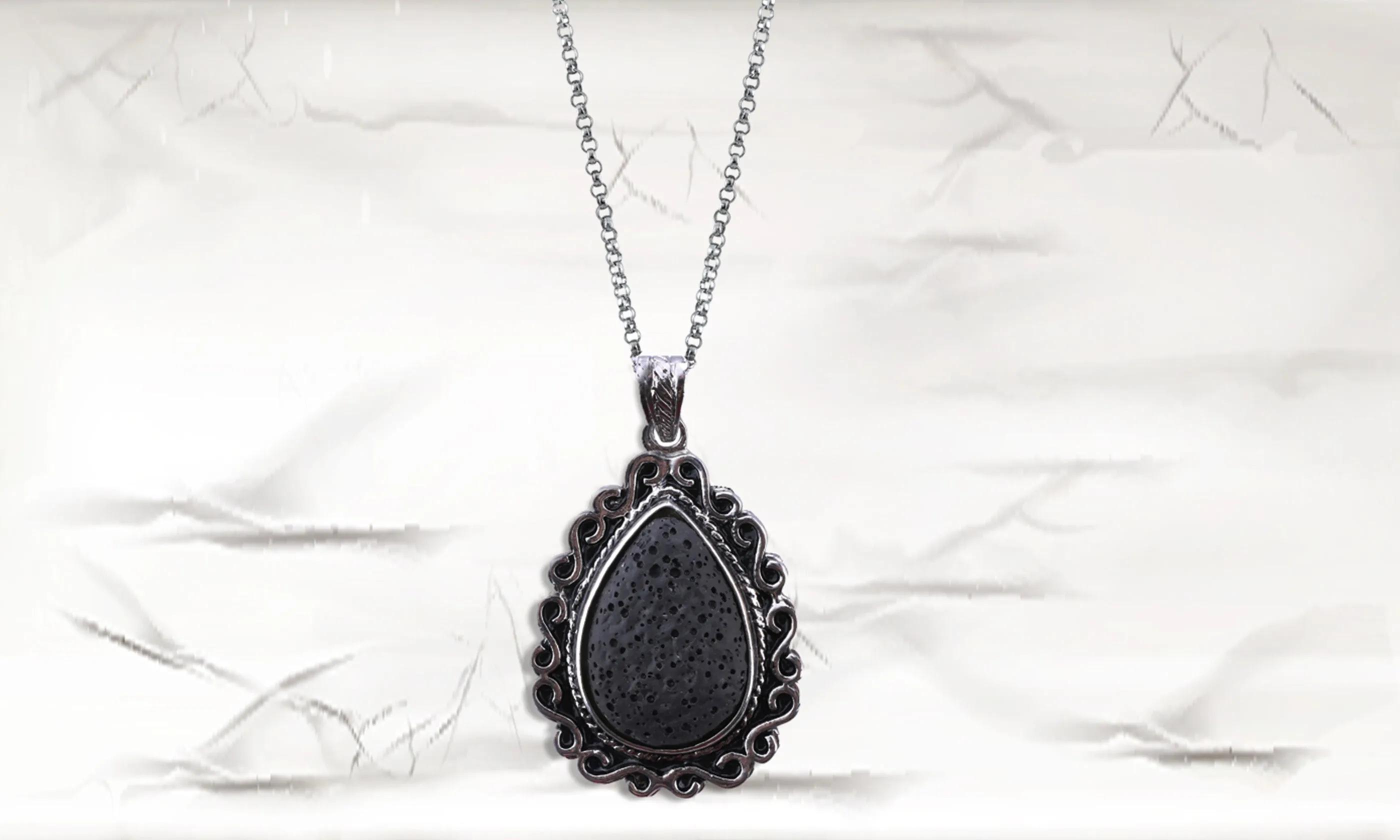 Tear Drop Lava Stone Necklace with Essential Oil