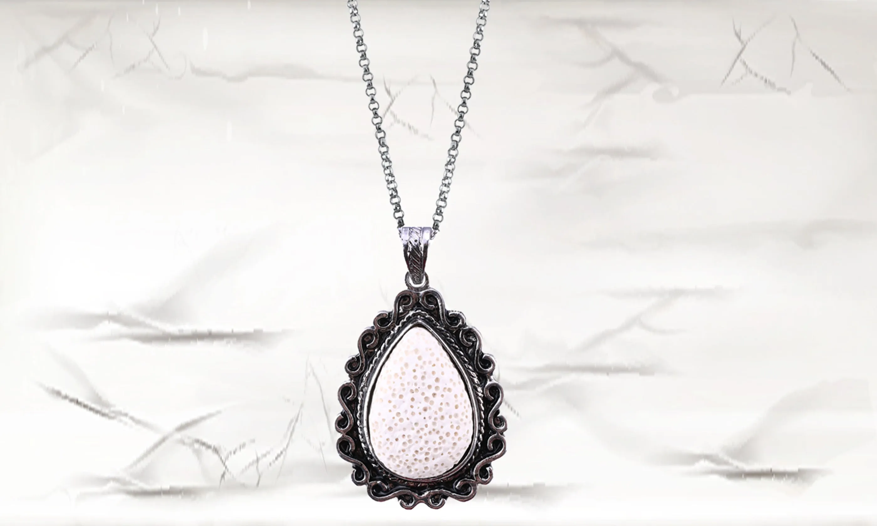 Tear Drop Lava Stone Necklace with Essential Oil