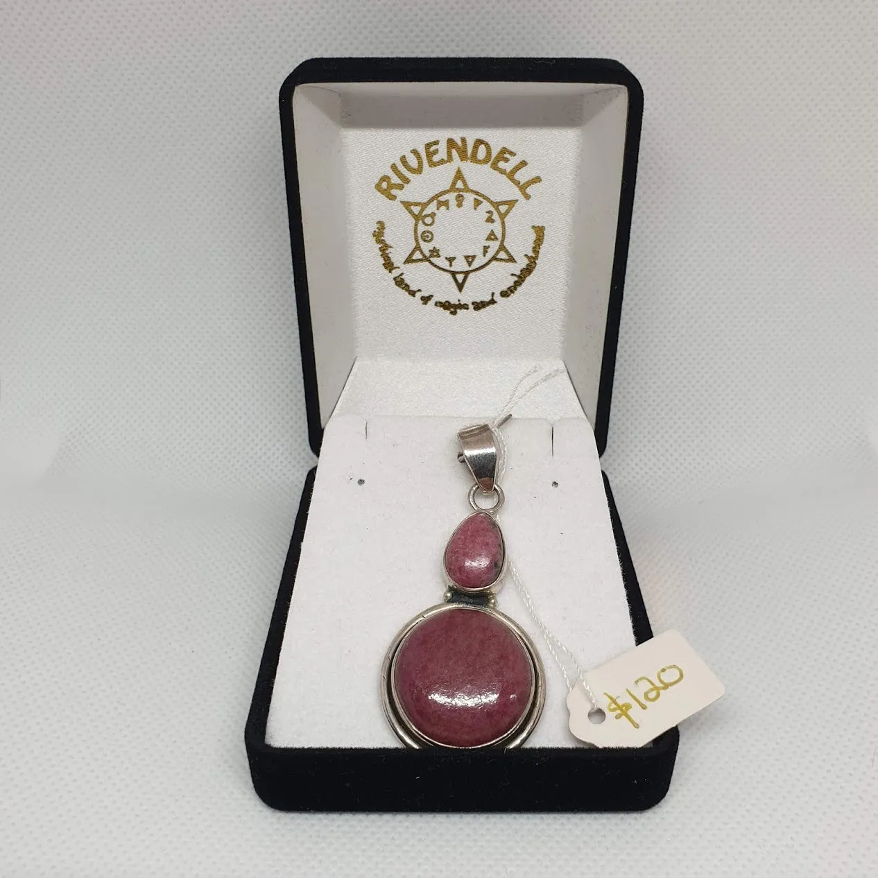 Teardrop and Circle Rhodonite 925 Sterling Silver Pendant