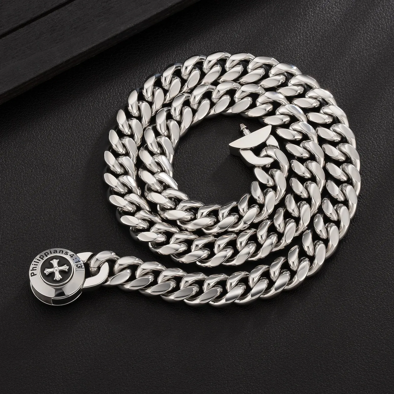 The Strength - 12mm Cuban Link Chain in White Gold Plated