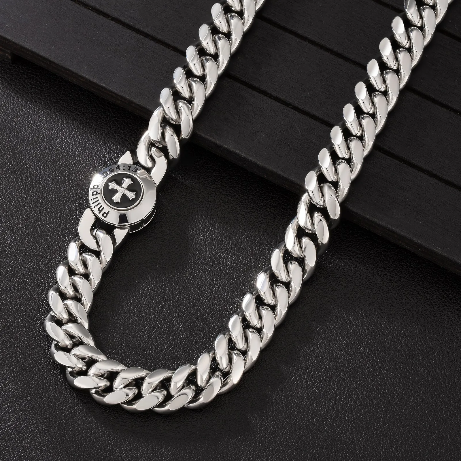 The Strength - 12mm Cuban Link Chain in White Gold Plated