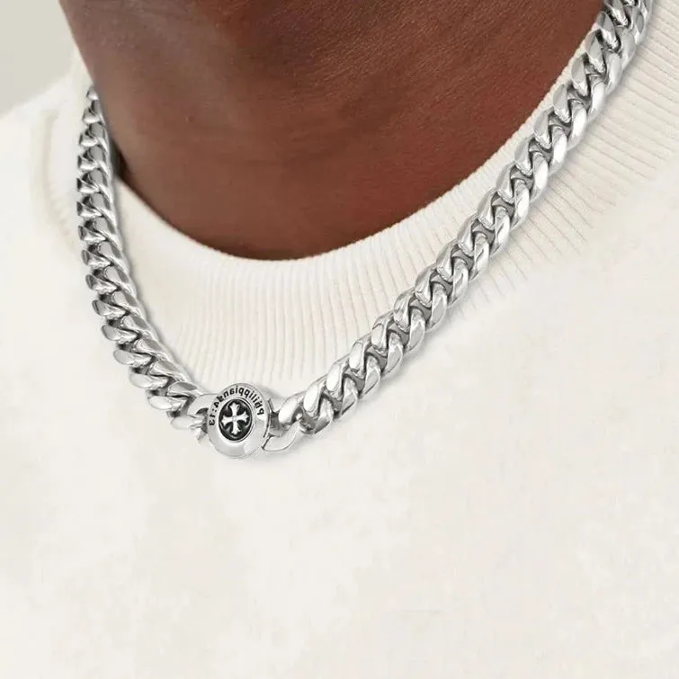 The Strength - 12mm Cuban Link Chain in White Gold Plated