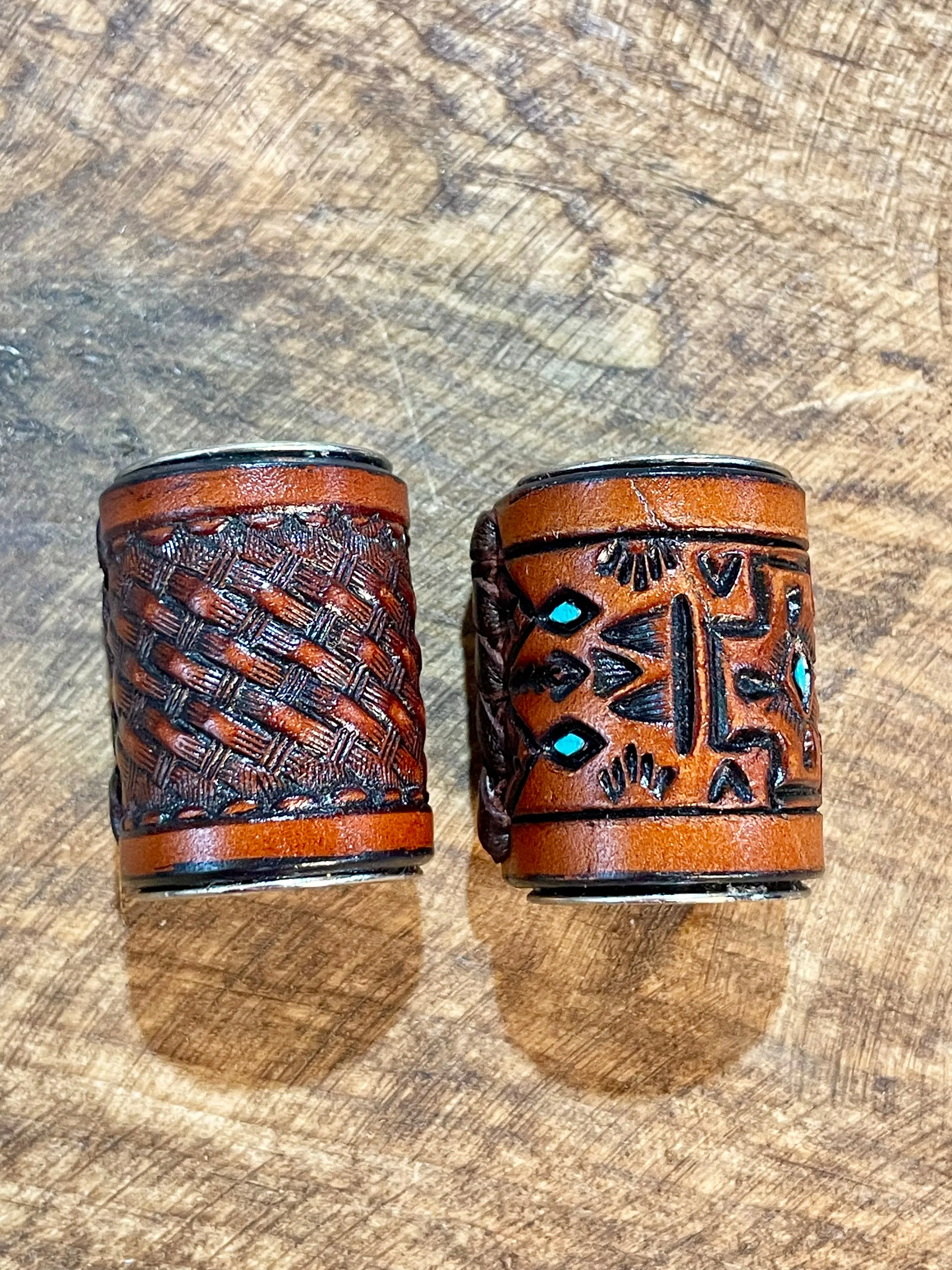 Tooled Leather Scarf Slide