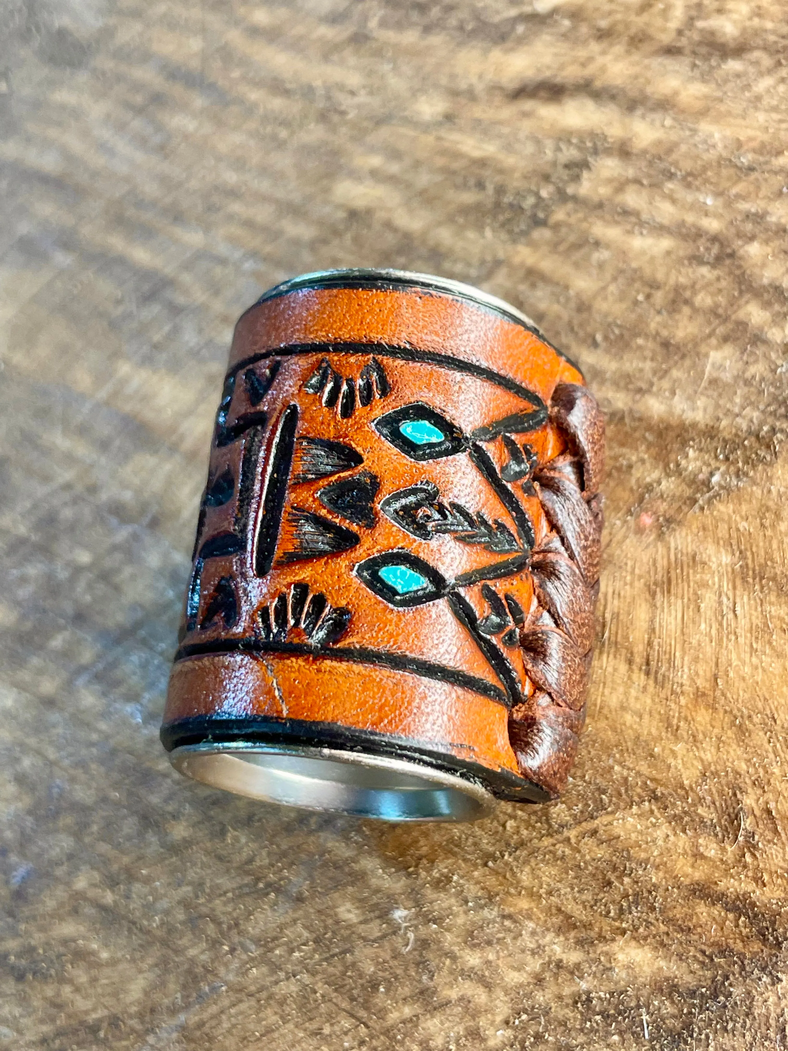 Tooled Leather Scarf Slide