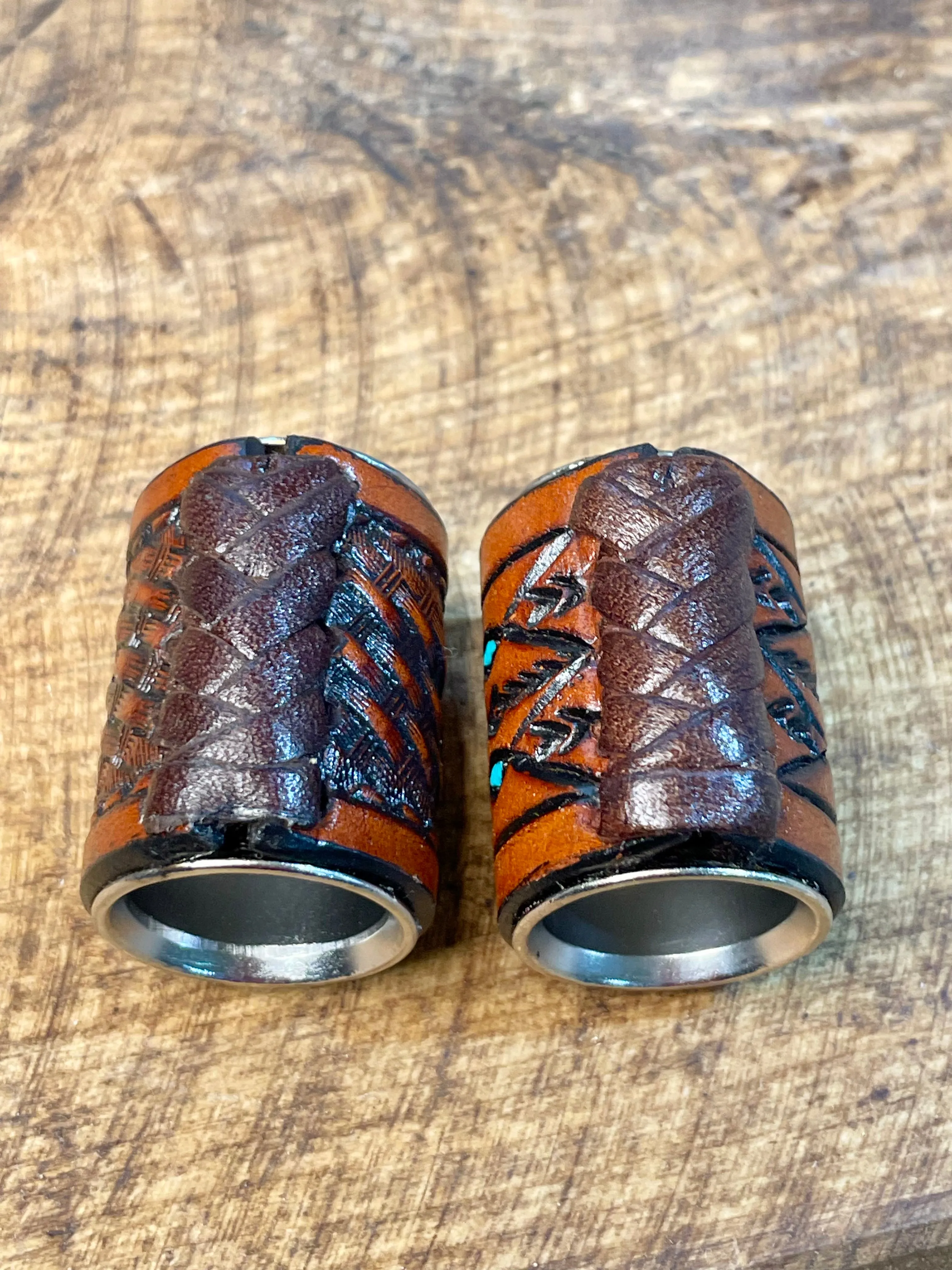 Tooled Leather Scarf Slide