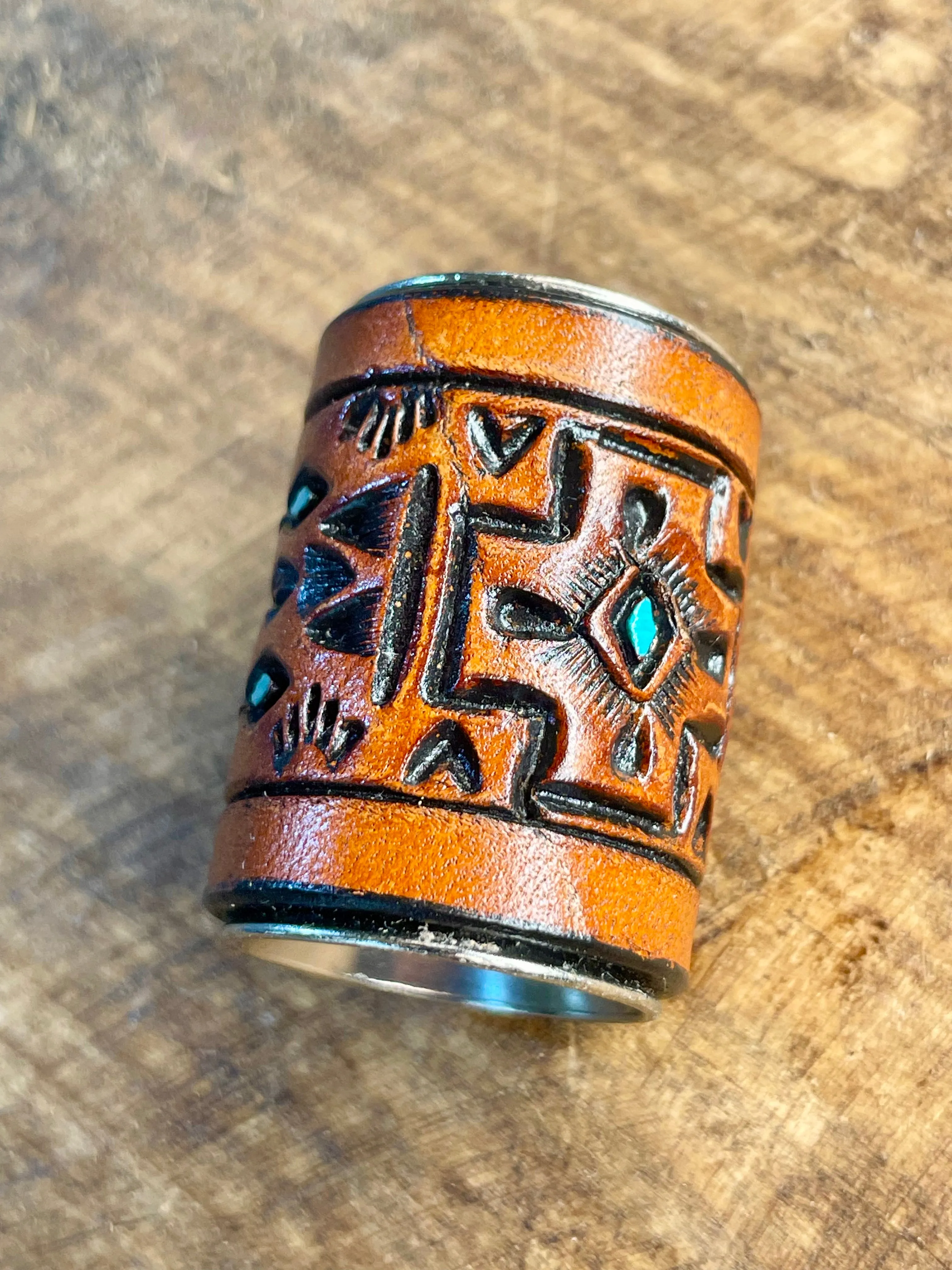 Tooled Leather Scarf Slide
