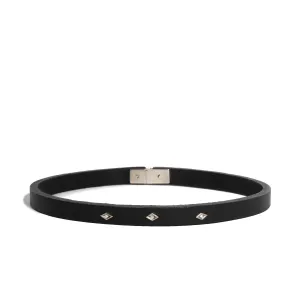 Triangle Leather Choker with Three Diamond Eye Charms