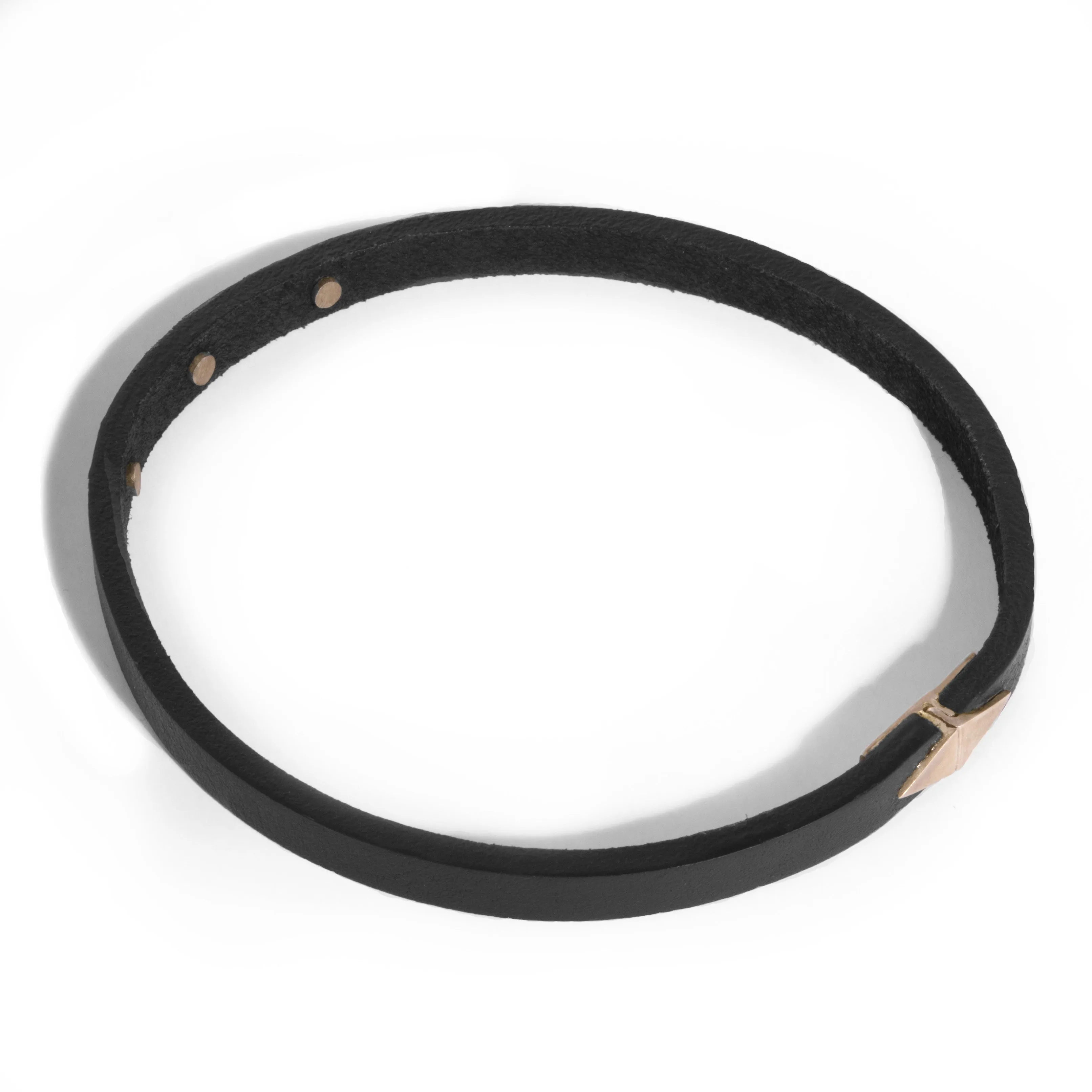 Triangle Leather Choker with Three Diamond Eye Charms