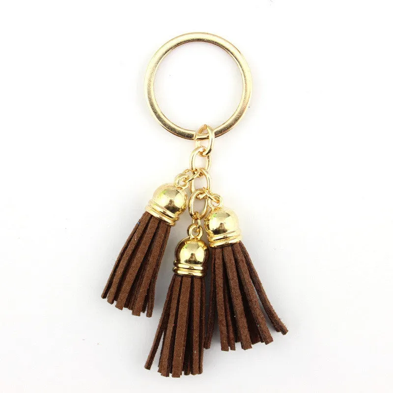 Triple Leather Keychain Tassels