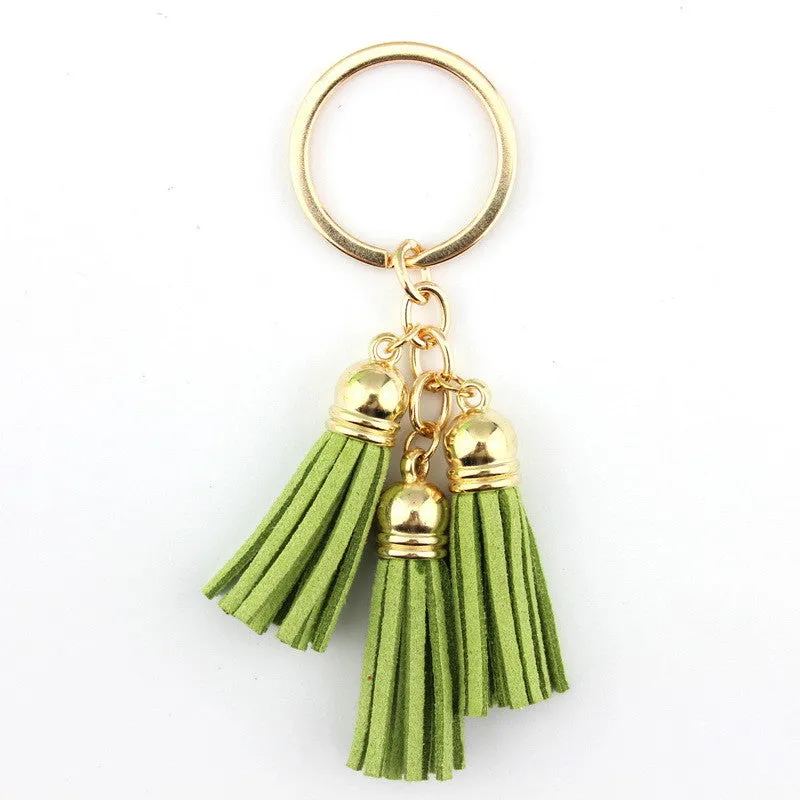Triple Leather Keychain Tassels