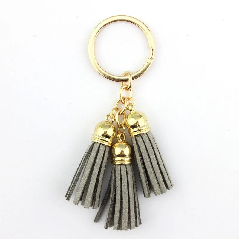 Triple Leather Keychain Tassels