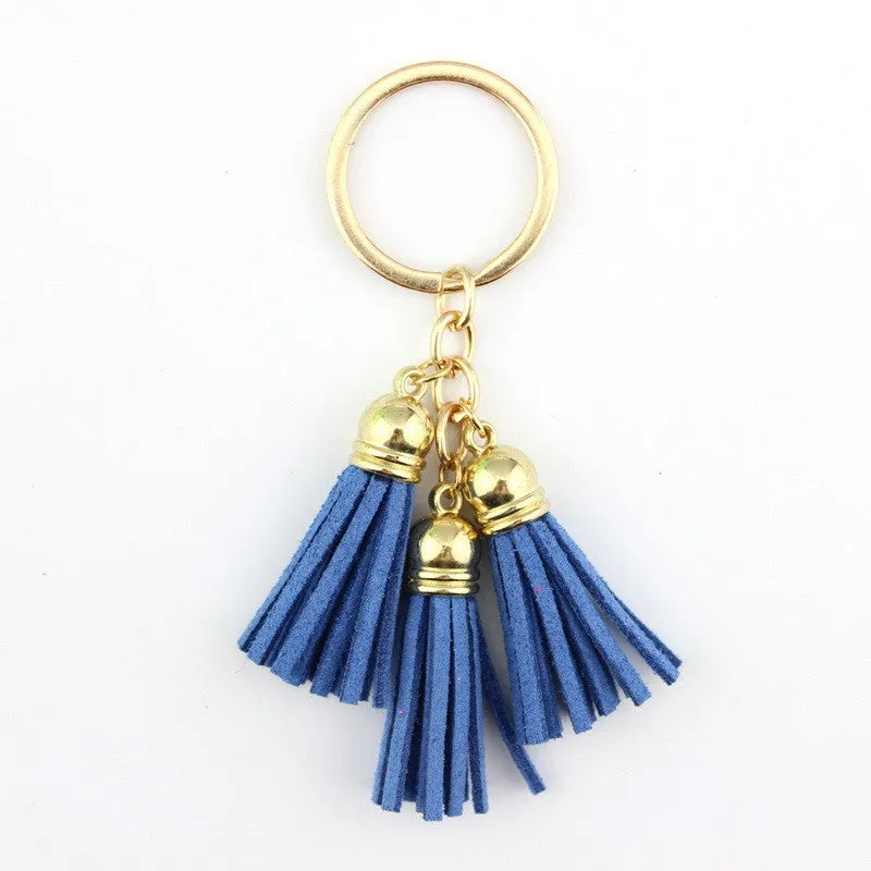 Triple Leather Keychain Tassels