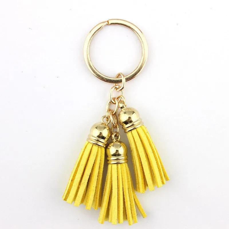 Triple Leather Keychain Tassels