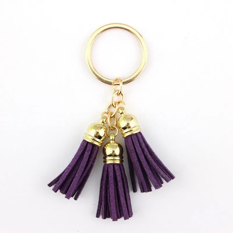 Triple Leather Keychain Tassels