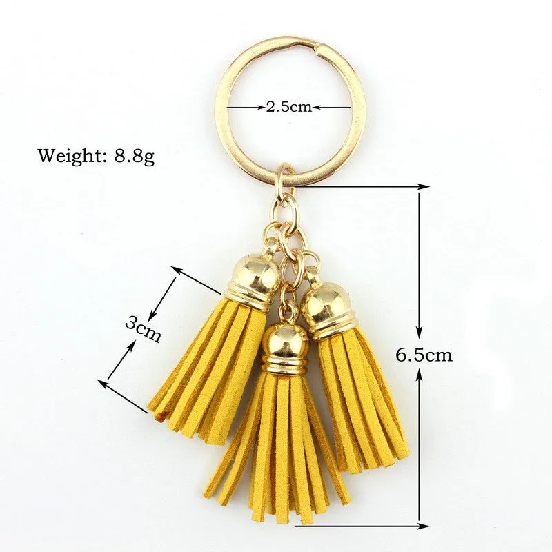 Triple Leather Keychain Tassels