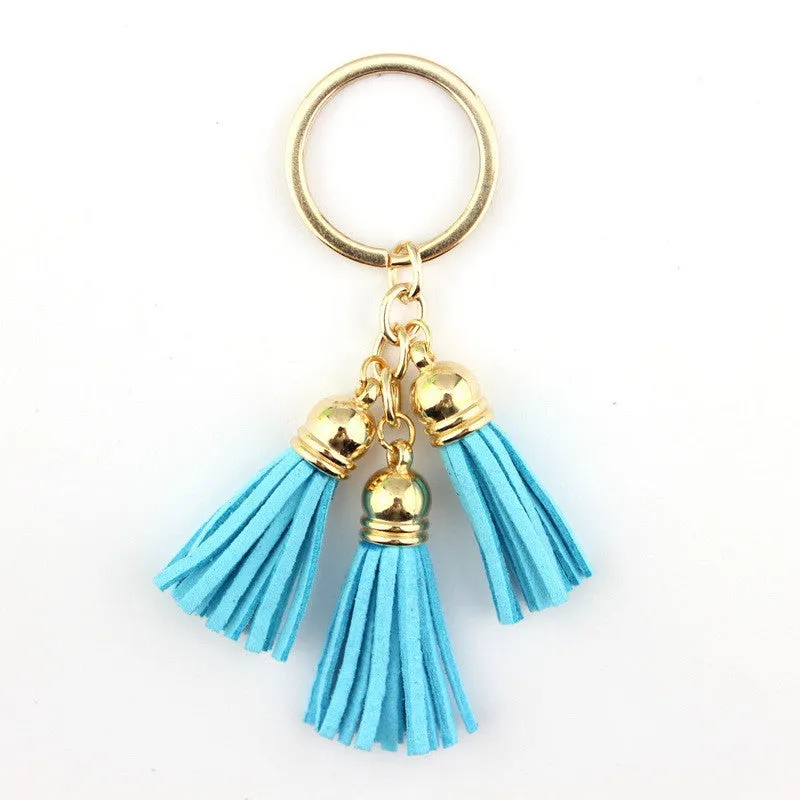 Triple Leather Keychain Tassels