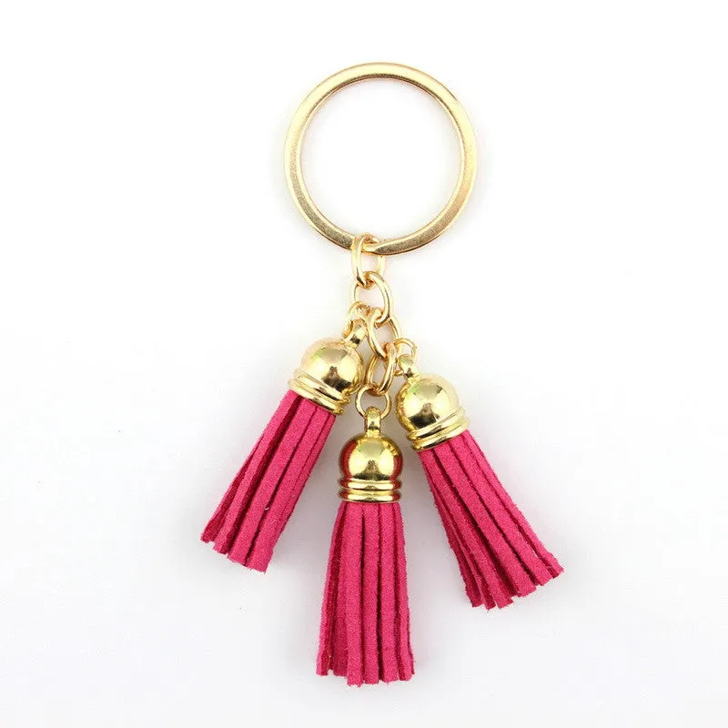 Triple Leather Keychain Tassels