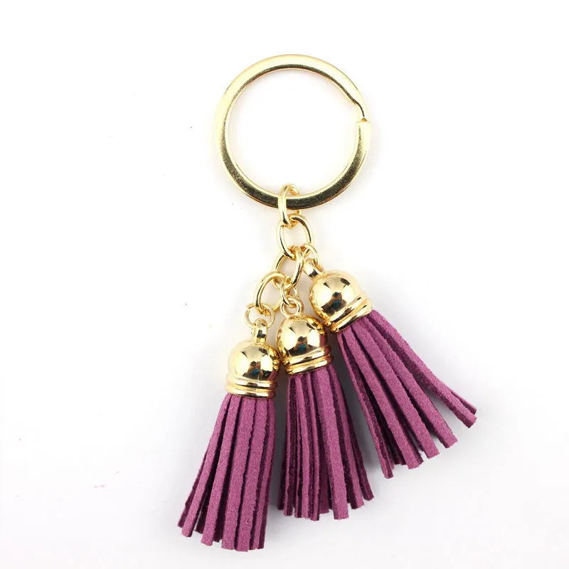 Triple Leather Keychain Tassels