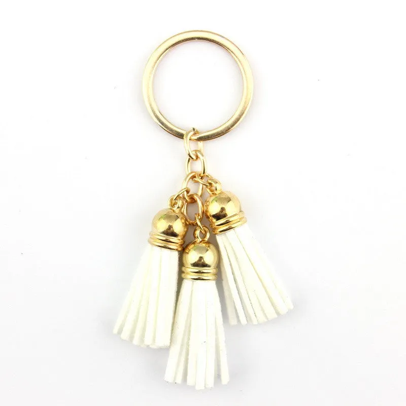 Triple Leather Keychain Tassels