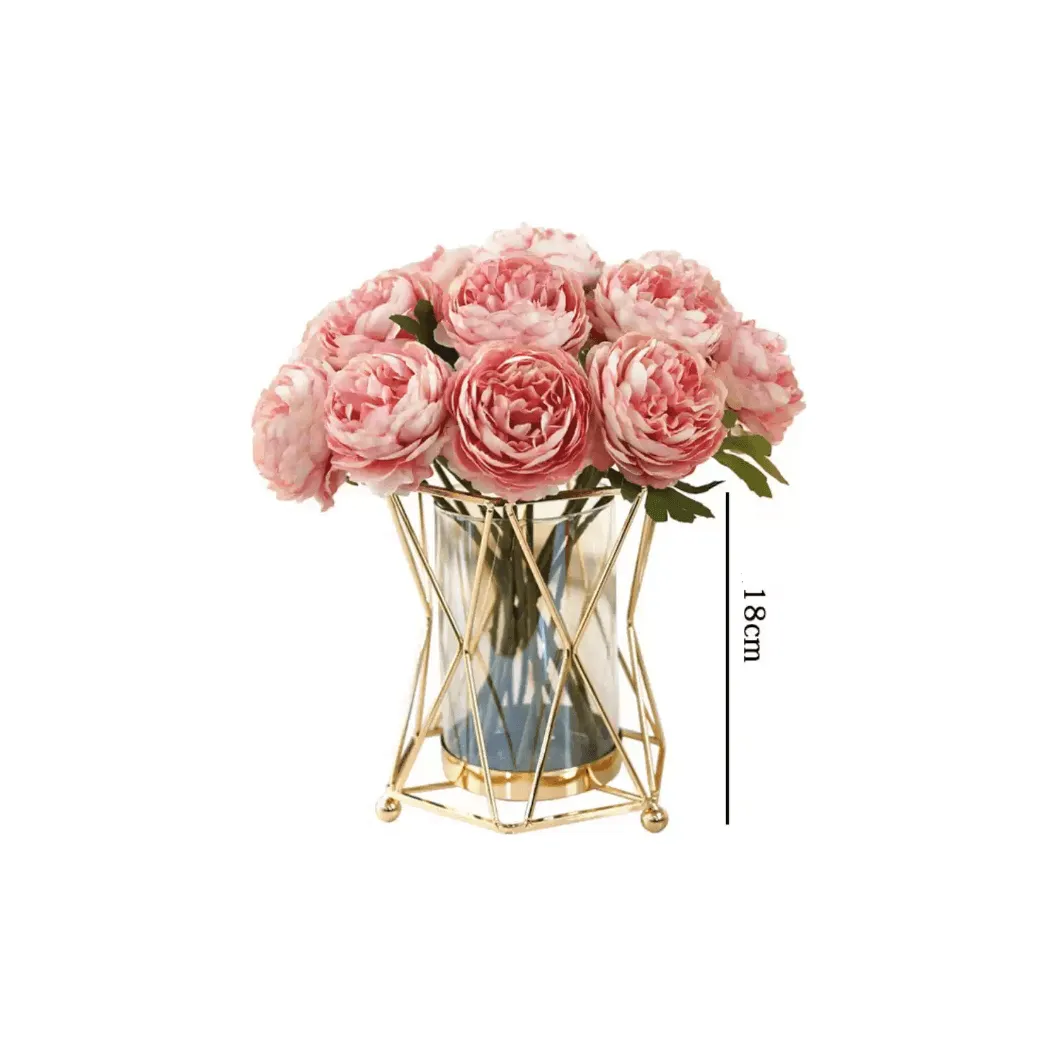 Vază Decorativă Metal și Sticlă - Design Elegant pentru Aranjamente Florale