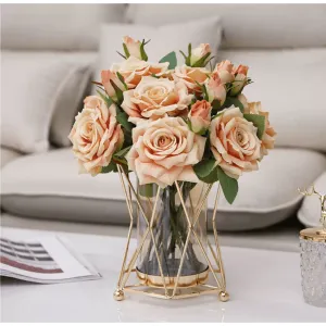 Vază Decorativă Metal și Sticlă - Design Elegant pentru Aranjamente Florale