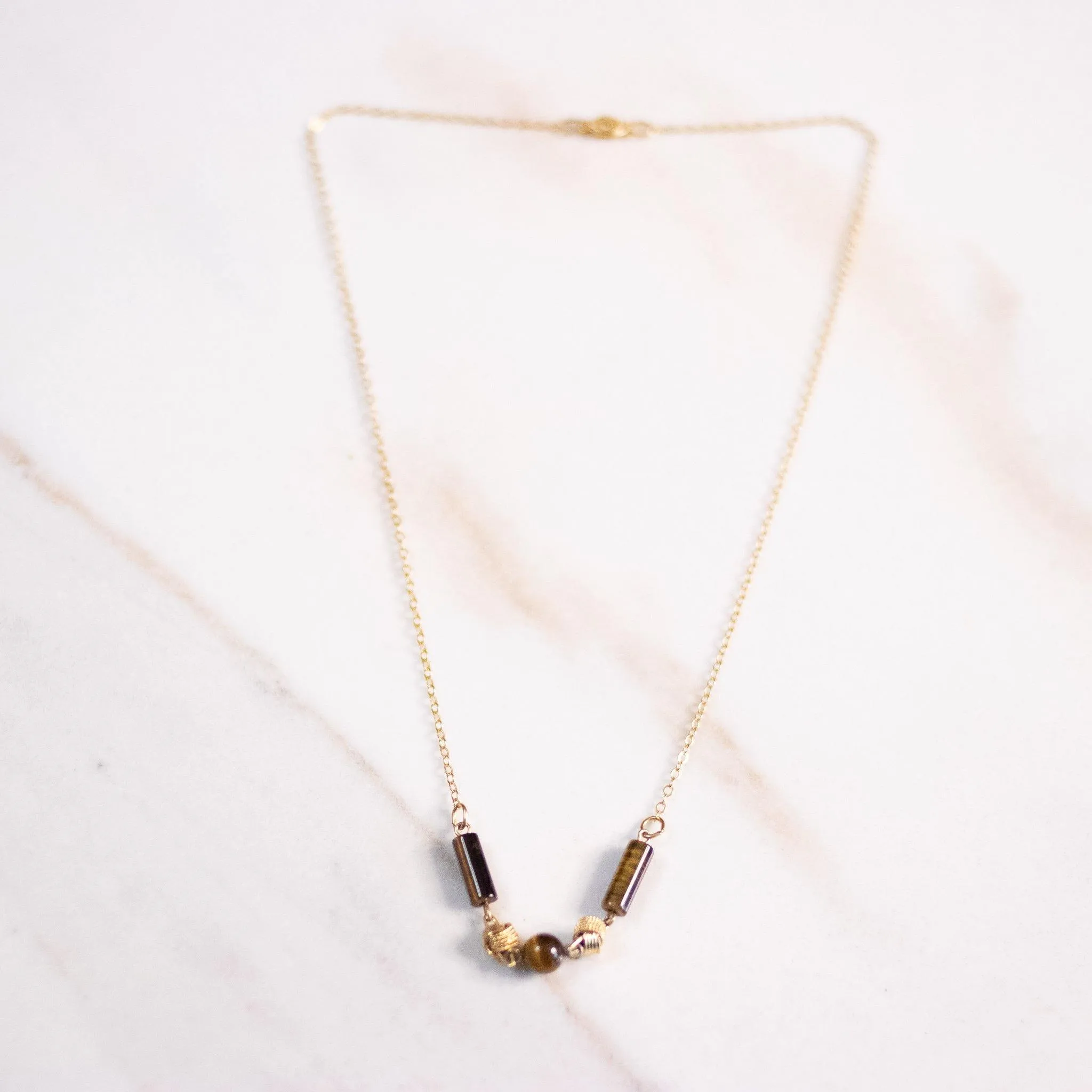 Vintage 1970s Tigers Eye Minimalist Necklace