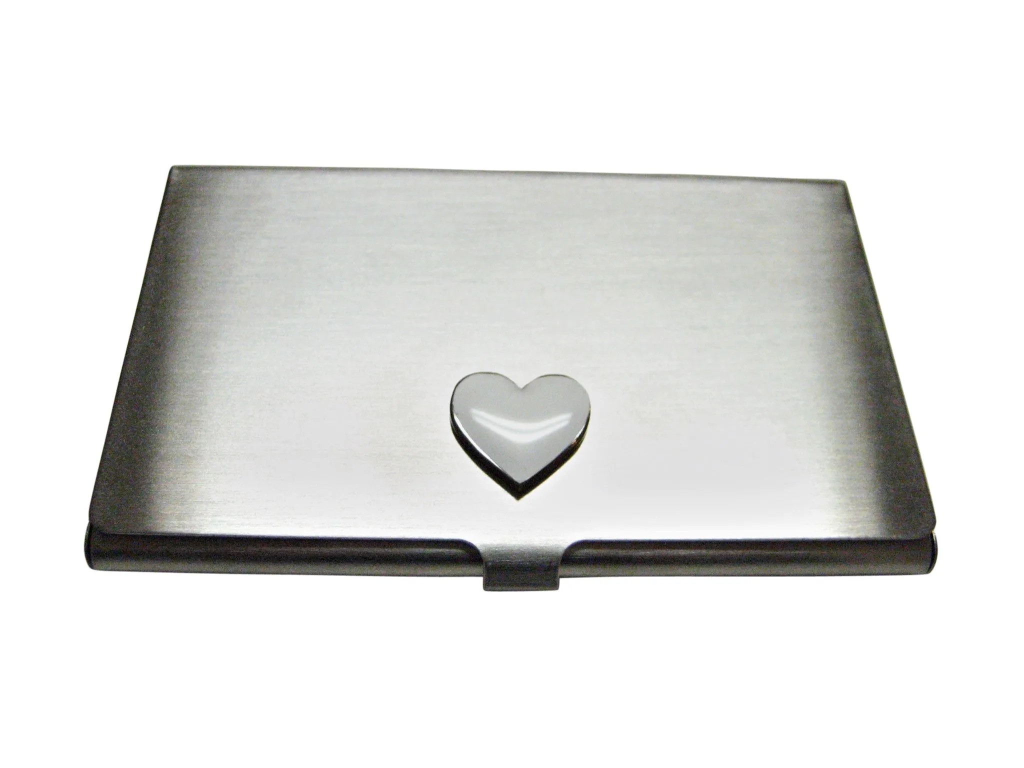 White Toned Heart Business Card Holder